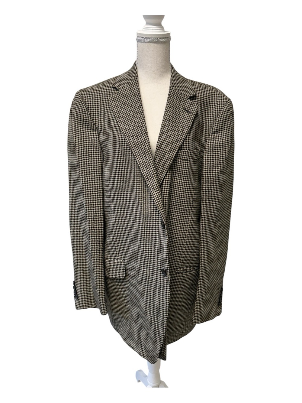 T. Harris London 100% Lambswool Houndstooth Blazer 44L Men’s Sport Coat
